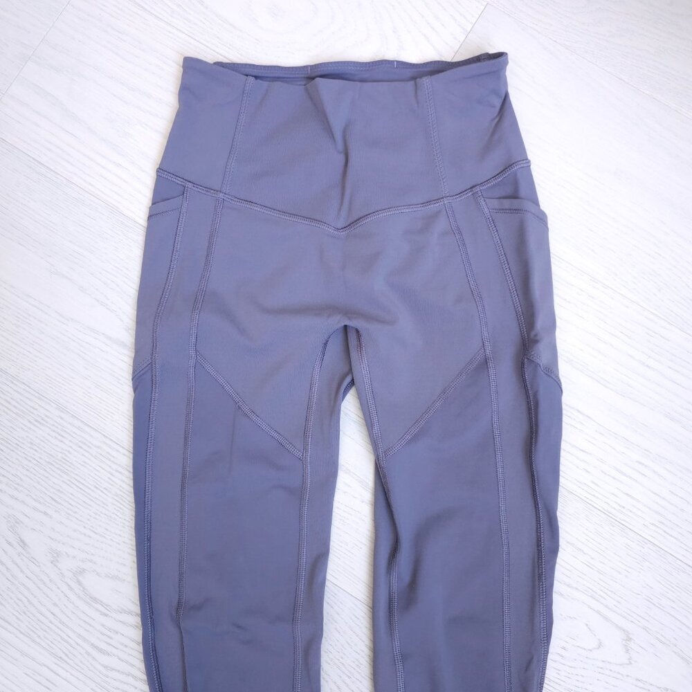 Lululemon Grey Leggings Size 4 High Rise 28" Inseam Side Pockets Athletic Yoga - Picture 4 of 15
